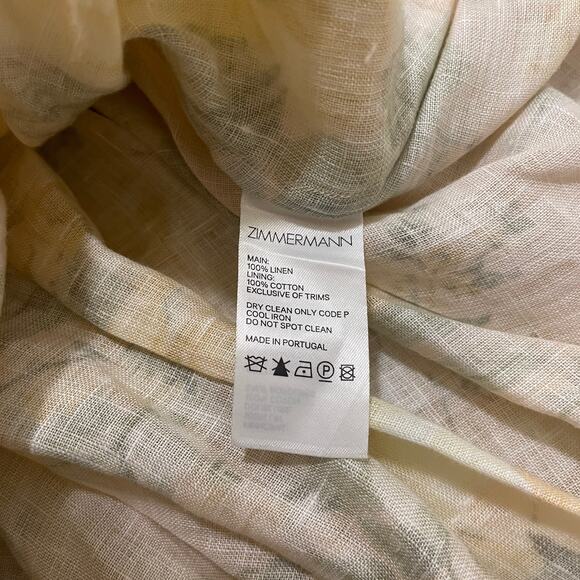 Zimmermann 2 US 6 Amelie Corset Dress | Floral Romantic Feminine Linen Mini $795 - Picture 11 of 14